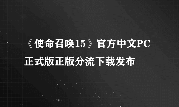 《使命召唤15》官方中文PC正式版正版分流下载发布