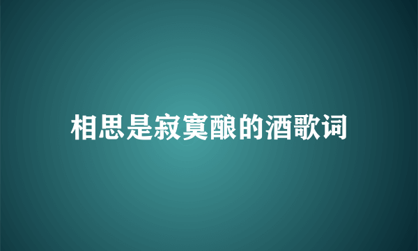 相思是寂寞酿的酒歌词