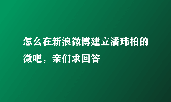 怎么在新浪微博建立潘玮柏的微吧，亲们求回答