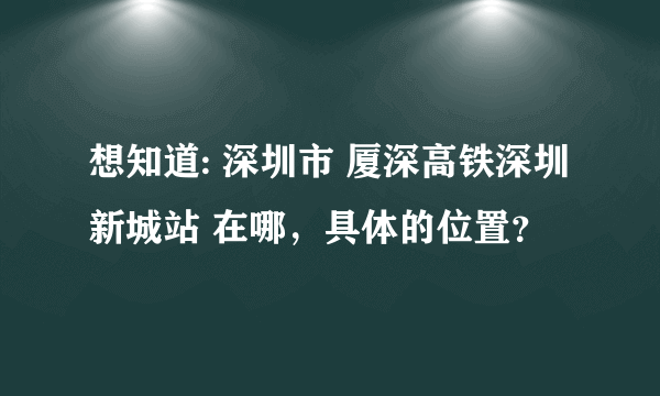 想知道: 深圳市 厦深高铁深圳新城站 在哪，具体的位置？