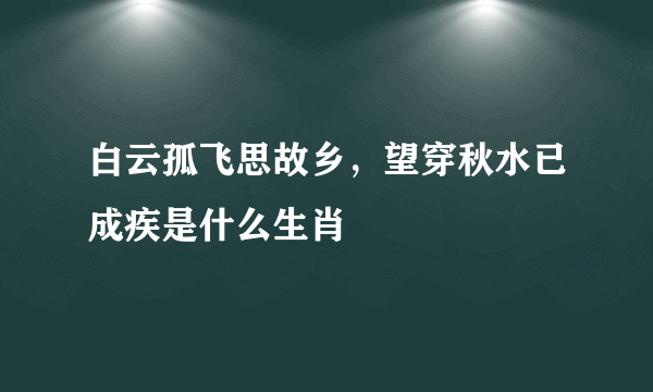 白云孤飞思故乡，望穿秋水已成疾是什么生肖