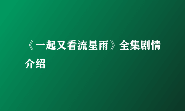 《一起又看流星雨》全集剧情介绍