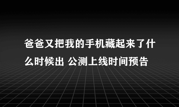 爸爸又把我的手机藏起来了什么时候出 公测上线时间预告