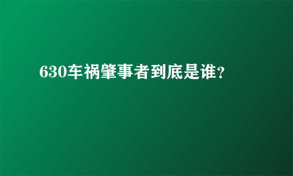 630车祸肇事者到底是谁？