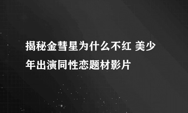 揭秘金彗星为什么不红 美少年出演同性恋题材影片