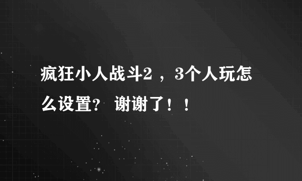 疯狂小人战斗2 ，3个人玩怎么设置？ 谢谢了！！