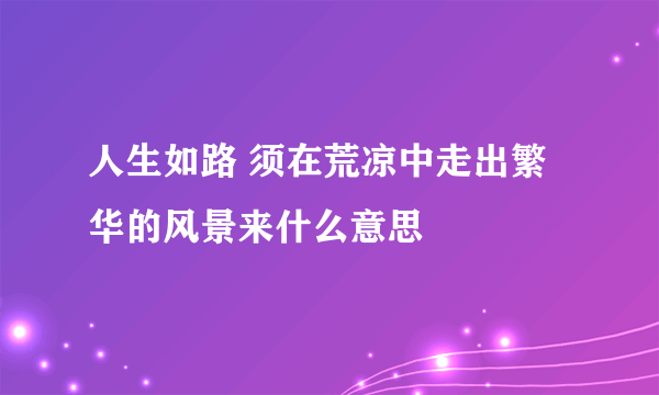 人生如路 须在荒凉中走出繁华的风景来什么意思