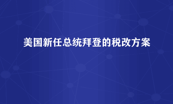 美国新任总统拜登的税改方案