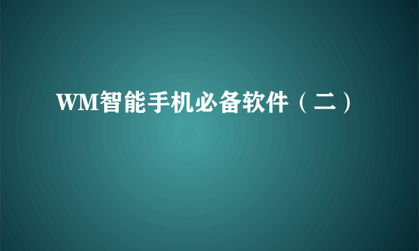 WM智能手机必备软件（二）