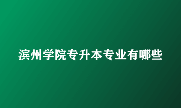 滨州学院专升本专业有哪些