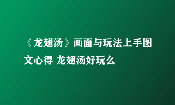 《龙翅汤》画面与玩法上手图文心得 龙翅汤好玩么