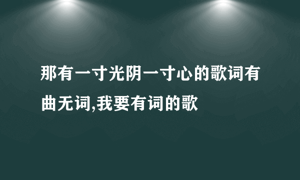 那有一寸光阴一寸心的歌词有曲无词,我要有词的歌