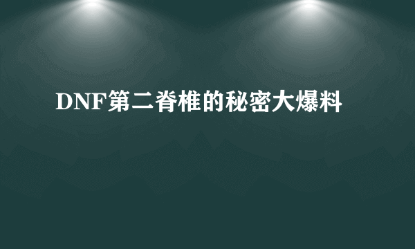 DNF第二脊椎的秘密大爆料