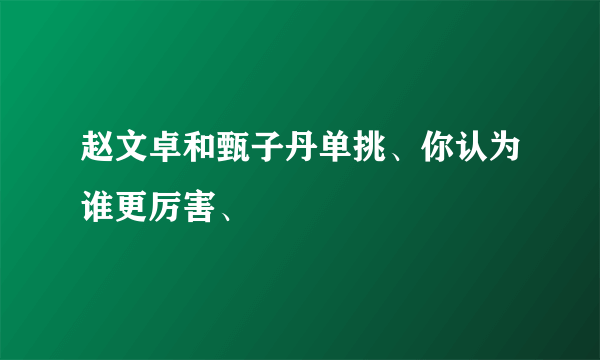 赵文卓和甄子丹单挑、你认为谁更厉害、