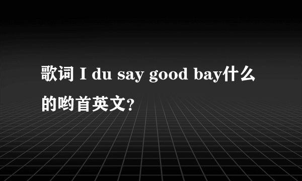 歌词 I du say good bay什么的哟首英文？