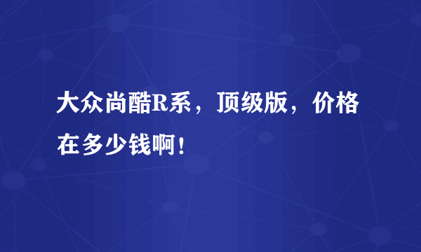 大众尚酷R系，顶级版，价格在多少钱啊！