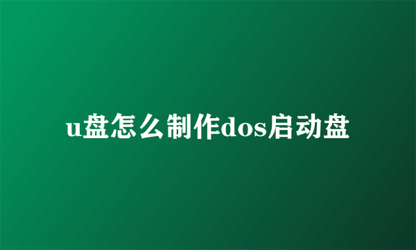 u盘怎么制作dos启动盘