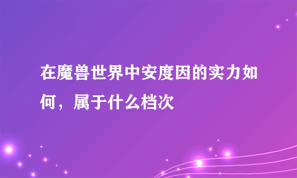 在魔兽世界中安度因的实力如何，属于什么档次