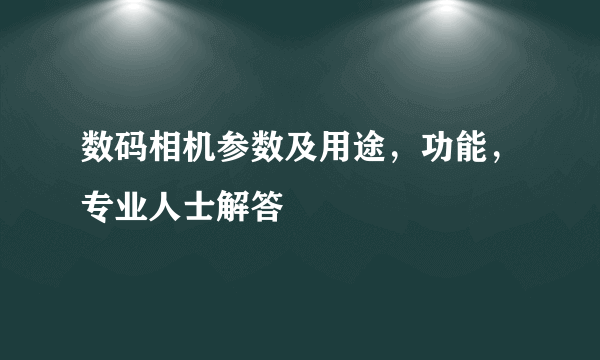 数码相机参数及用途，功能，专业人士解答