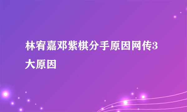 林宥嘉邓紫棋分手原因网传3大原因