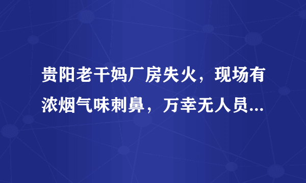 贵阳老干妈厂房失火，现场有浓烟气味刺鼻，万幸无人员伤亡, 你怎么看？