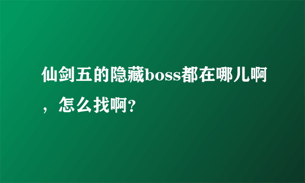 仙剑五的隐藏boss都在哪儿啊，怎么找啊？