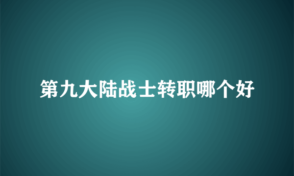 第九大陆战士转职哪个好