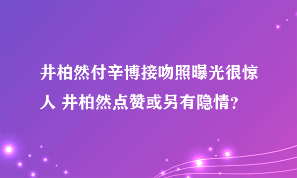 井柏然付辛博接吻照曝光很惊人 井柏然点赞或另有隐情？