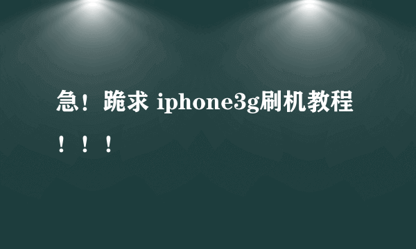 急！跪求 iphone3g刷机教程！！！