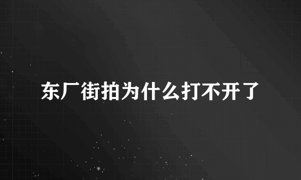 东厂街拍为什么打不开了