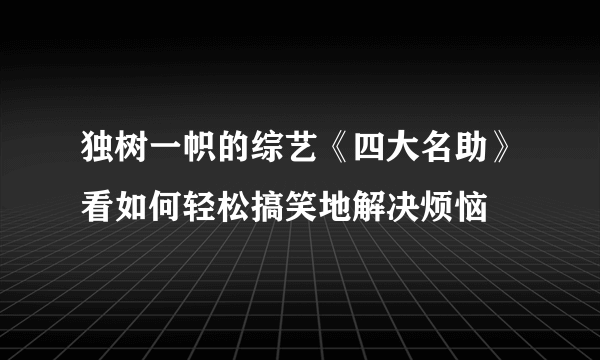 独树一帜的综艺《四大名助》看如何轻松搞笑地解决烦恼