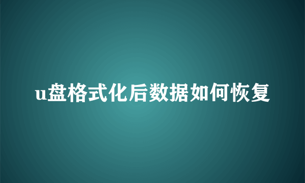 u盘格式化后数据如何恢复