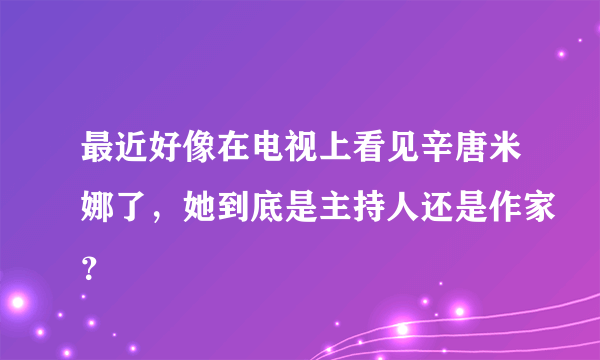 最近好像在电视上看见辛唐米娜了，她到底是主持人还是作家？