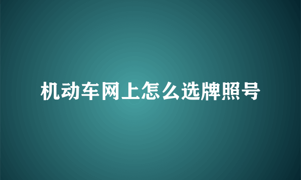 机动车网上怎么选牌照号