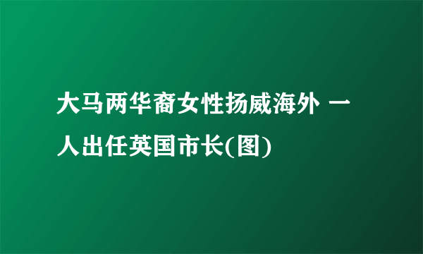 大马两华裔女性扬威海外 一人出任英国市长(图)