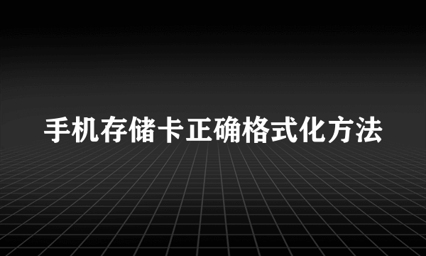 手机存储卡正确格式化方法