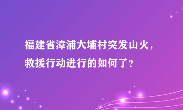 福建省漳浦大埔村突发山火，救援行动进行的如何了？