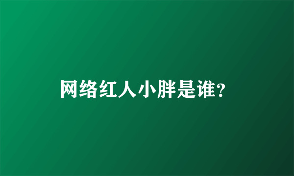 网络红人小胖是谁？