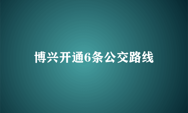 博兴开通6条公交路线