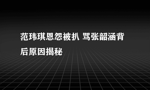 范玮琪恩怨被扒 骂张韶涵背后原因揭秘