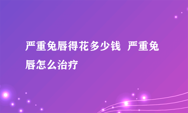 严重兔唇得花多少钱  严重兔唇怎么治疗