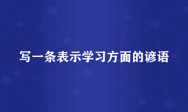 写一条表示学习方面的谚语