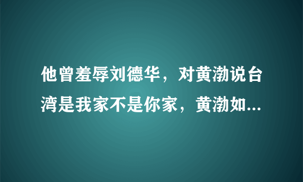 他曾羞辱刘德华，对黄渤说台湾是我家不是你家，黄渤如何回怼让他尴尬？