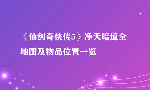 《仙剑奇侠传5》净天暗道全地图及物品位置一览