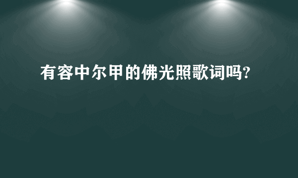 有容中尔甲的佛光照歌词吗?