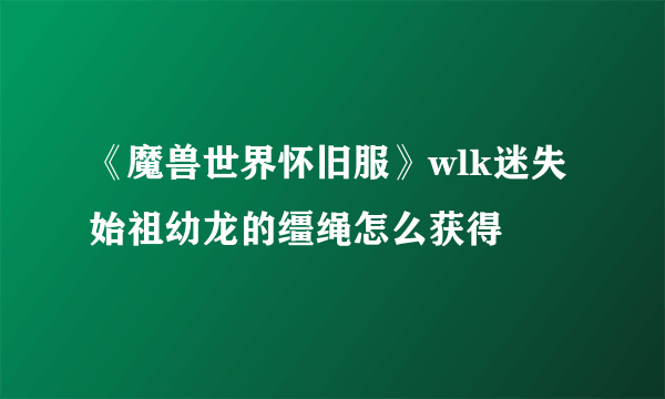 《魔兽世界怀旧服》wlk迷失始祖幼龙的缰绳怎么获得