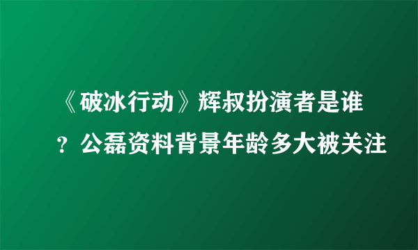 《破冰行动》辉叔扮演者是谁？公磊资料背景年龄多大被关注