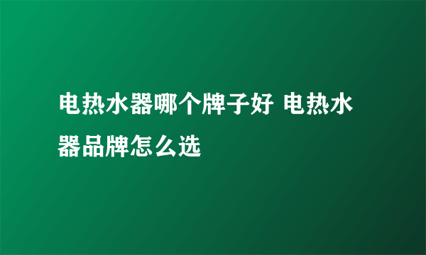 电热水器哪个牌子好 电热水器品牌怎么选