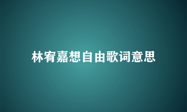 林宥嘉想自由歌词意思