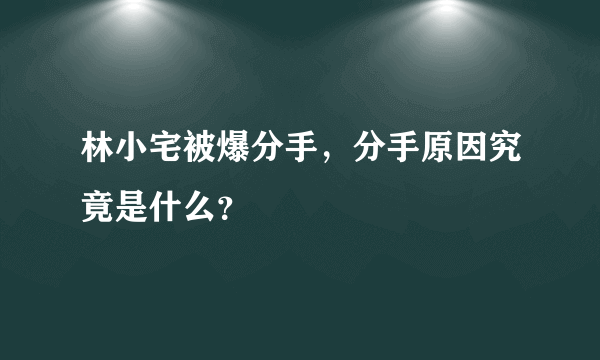 林小宅被爆分手，分手原因究竟是什么？